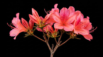 Detail of pink azalea on a black background