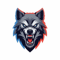 Fierce Wolf Head Esport Mascot Logo Design.