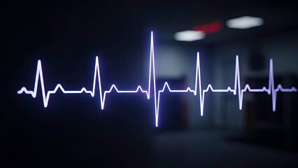 Vibrant Purple Ecg Heartbeat Monitoring on a Blurred Dark Display