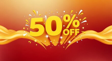 Vibrant 50 Off Sale Promotion with Dynamic Design Elements.