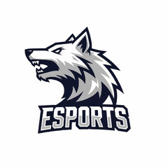 Fierce wolf head logo for esports team or gaming brand.