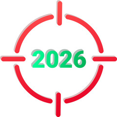 3D Target Year 2026 Goal Focus Icon