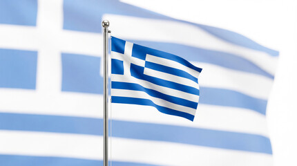 Flag of Greece with a same larger, blurred flag in the background, waving in the wind