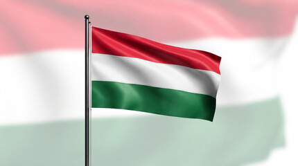 Flag of Hungary with a same larger, blurred flag in the background, waving in the wind