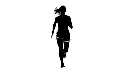 Silhouette of a Determined Woman Running with Focus and Strength.