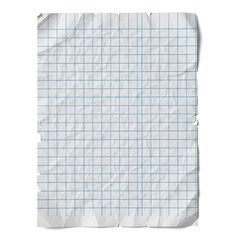 Crumpled Graph Paper Texture - Detailed Grid Pattern on White Background.