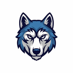 Intense Blue Wolf Head Mascot Logo Design.