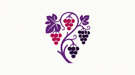 Illustration silhouette of red grapes on a vine