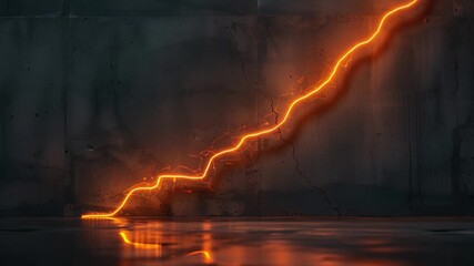 Abstract Neon Stairway: An artistic representation of upward movement, with a neon line ascending a textured surface, symbolizing progress and innovation.