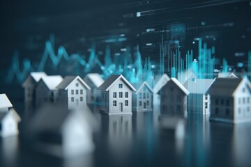 Houses representing market trends with data overlay