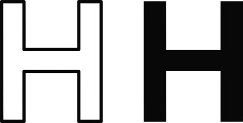 Two Black and White H Letters One Outline, One Solid Fill Style