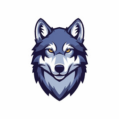 Majestic Wolf Head Illustration with Intense Gaze.