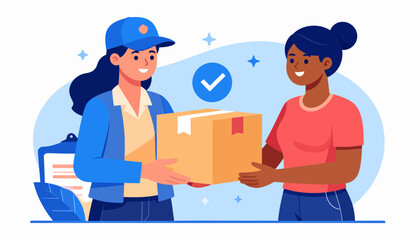Delivery person handing a package to a customer, illustrating reliable and efficient shipping services for e-commerce businesses