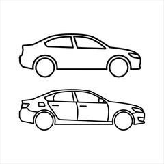 Simple sedan car outline representing daily transportation and vehicle icons