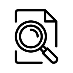 Document Search Icon &ndash; File Analysis and Data Review Outline Symbol