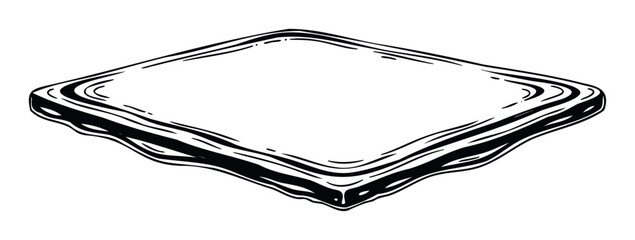 A simple bold graphic illustration of a fresh square slice of bread, perfect for culinary content, breakfast meal representations, or ingredient labeling in food industry projects