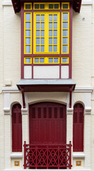 Fen&ecirc;tre style art nouveau, b&acirc;timent ancien belle &eacute;poque, Mers-les-Bains, Hauts-de-France, France