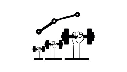 Statistics improvement symbol, black isolated silhouette