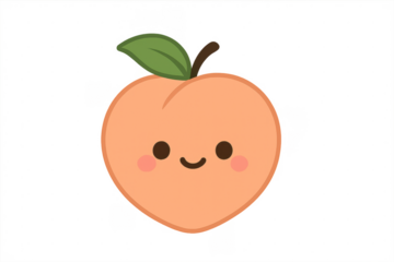 Smiling peach fruit character with happy face