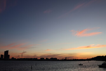 Naklejka premium 야경, 하늘, 석양, 바다