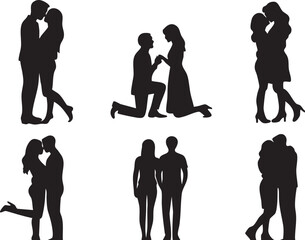 Valentine&rsquo;s Day romantic couple silhouette love illustration