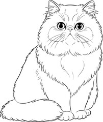 Outline vector drawing of a cat for coloring book with black line art
