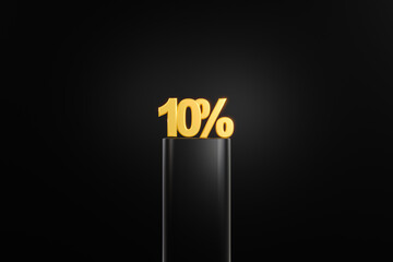 Ten Percent Golden Digits on Black Pedestal