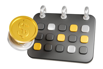 Calendar with Gold Coins 3D Render