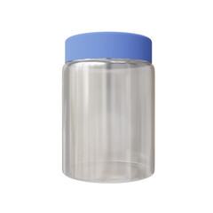 Empty Transparent Glass Jar with Light Blue Lid