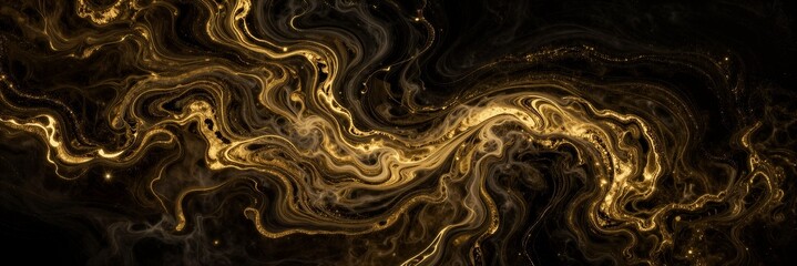 Black gold fluid art background