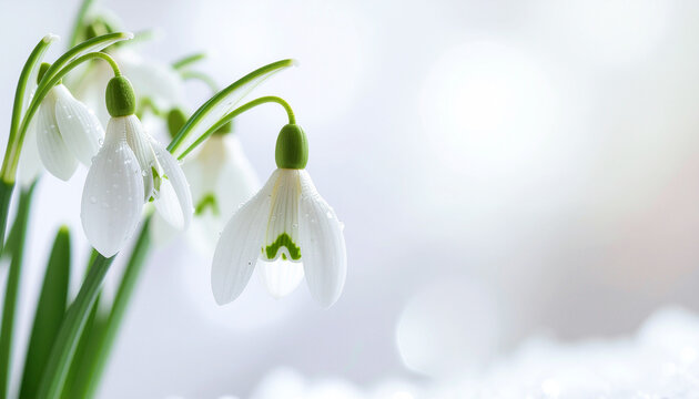snowdrop flowers on white background