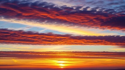 Vibrant sunset over the ocean with colorful clouds at dusk