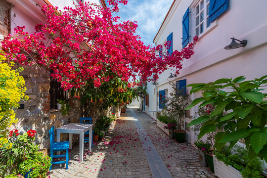 Sigacik Village street  view. Sigacik is populer tourist attraction in Turkey.