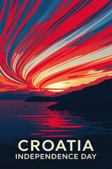 Colorful abstract sunset depicting Croatian Independence Day  