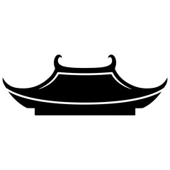 Black Silhouette of a Traditional Asian Pagoda Roof.