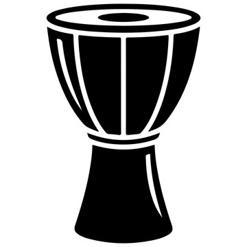 Djembe Drum Silhouette Icon Vector Illustration.