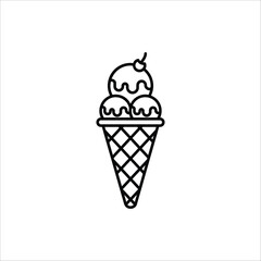 Ice cream cone and ice cream scoop cup symbol. Ice Cream icon. For web design. Vector illustration isolated on white background.