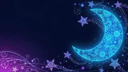 Enchanting Celestial Night Sky with Sparkling Moon and Stars