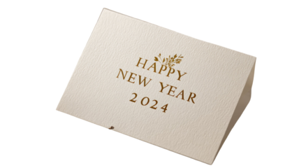 elegant happy new year 2024 greeting card with gold foil typography minimal holiday stationary isolated on white background