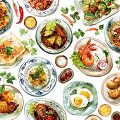 Thai food assortment on plates