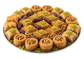 assorted baklava platter with pistachios and nuts