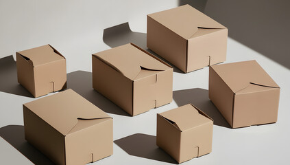 Fototapeta premium Stacked Cardboard Boxes for Logistics and Storage Concept