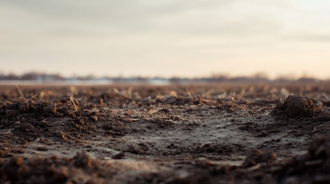 Tranquil winter landscape with snow-dusted field and overcast sky in rural countryside