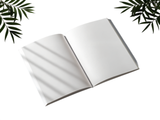 Minimalist Open Book Blank Pages isolated on transparent background