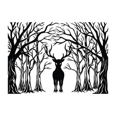 Haunted woods possessed deer silhouette