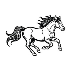 Horse running wild silhouette