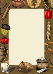 Bakery Vintage Hand Drawn Frame Template Design