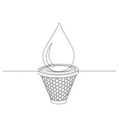 A minimalist continuous line drawing elegantly illustrates a water droplet descending into a filtration system, symbolizing purity, essential hydration, and clean liquid processing.