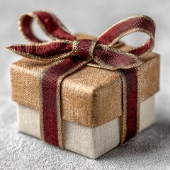 Romantic Present with Red Bow on Soft Surface