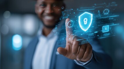 Man interacting with digital security